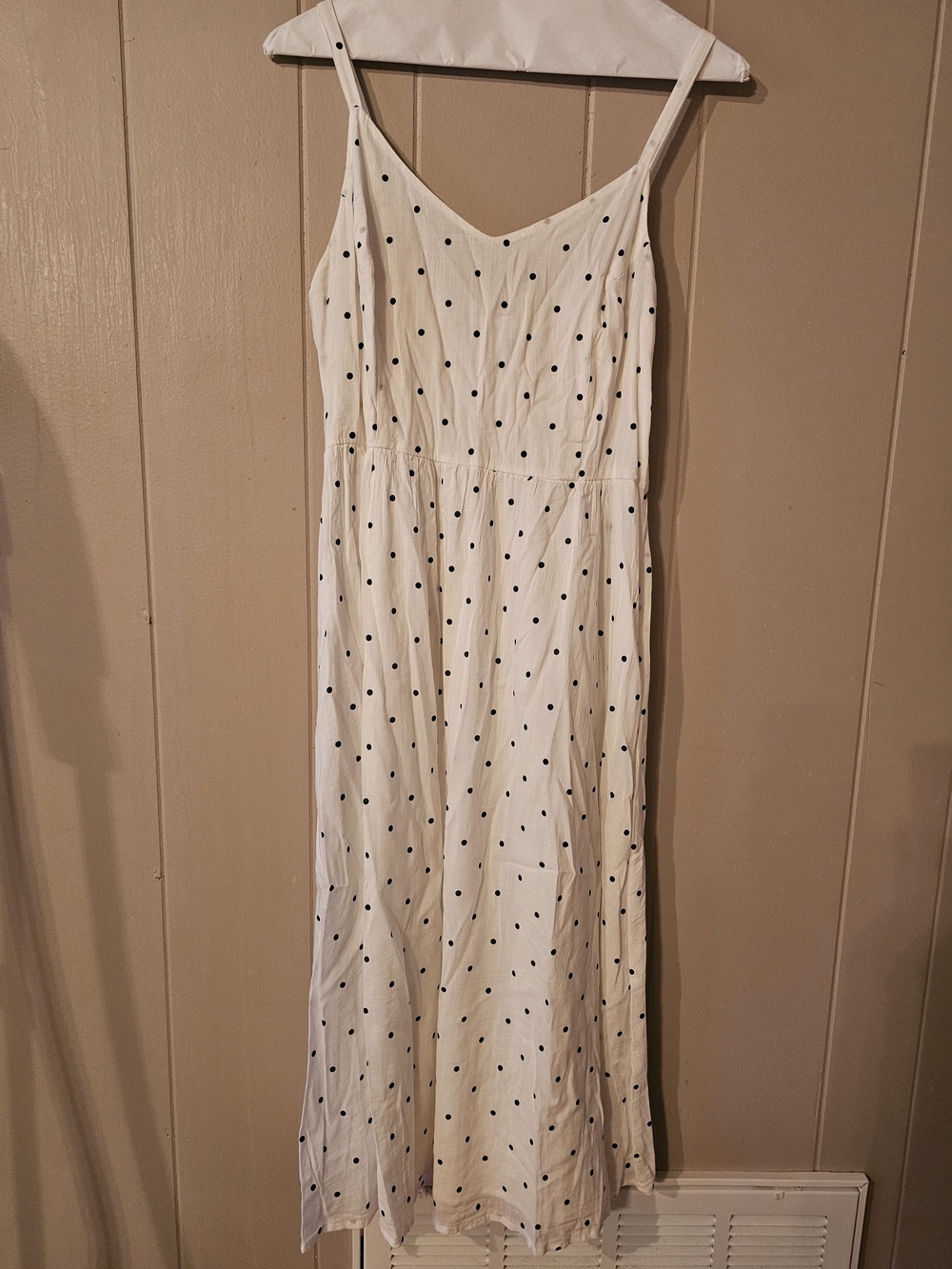Old Navy White Dress with Navy Polka Dots